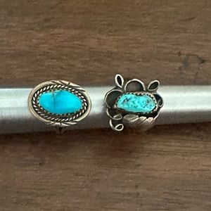 1970s Mexican turquoise and silver rings